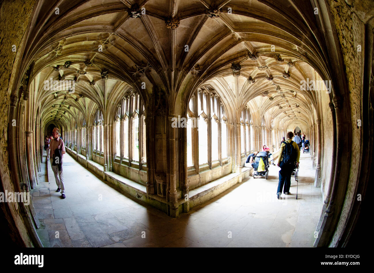 The Cloisters In Lacock Abbey, Lacock, Wiltshire, Uk Stock Photo
