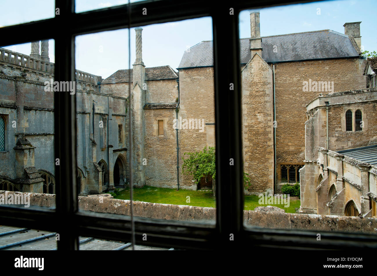 View From Inside The Room Of Lacock Abbey, Lacock, Wiltshire, Uk Stock Photo