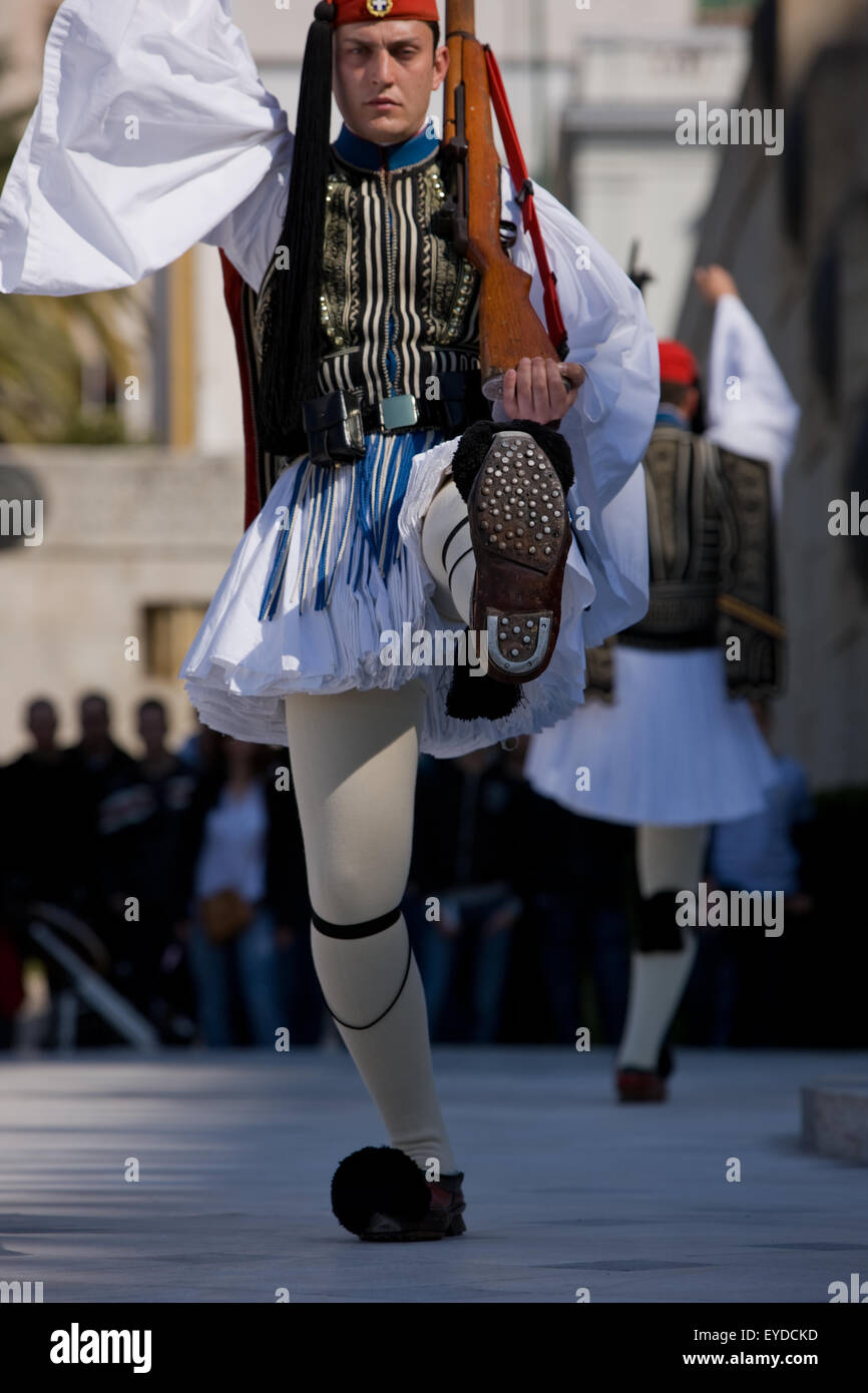 Details of tsarouhi traditional shoe of Greek Tsolias/ Evzone. Horse