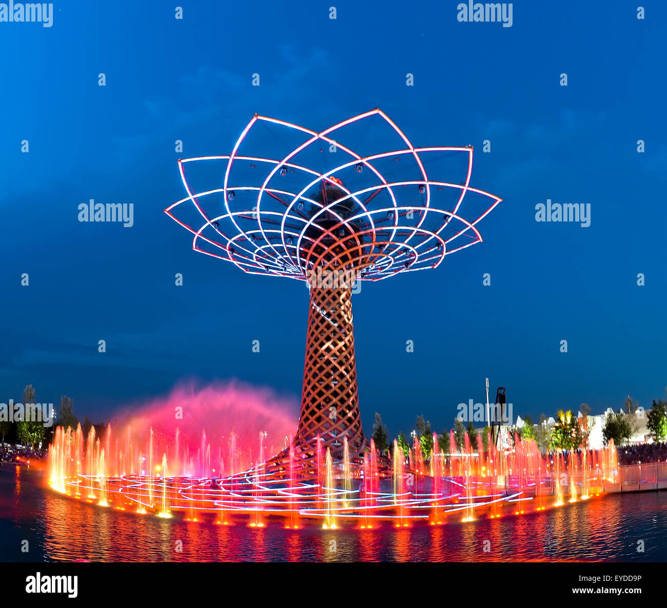 Expo 2015 - Tree of Life in Milan - Pink  light Stock Photo
