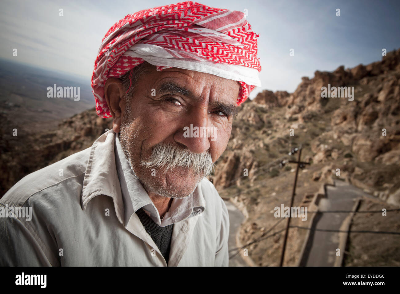 Portrait Of Yazidi Man In Iraqi Kurdistan, Iraq Stock Photo