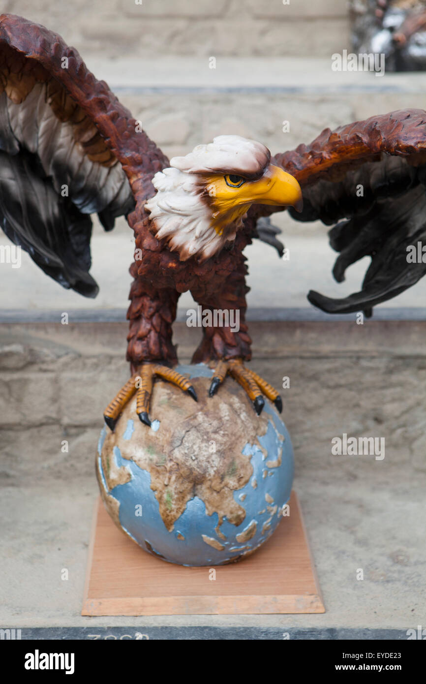 Souvenir Statue Of An Eagle On Globe At The Citadel In Erbil, Iraqi Kurdistan, Iraq Stock Photo