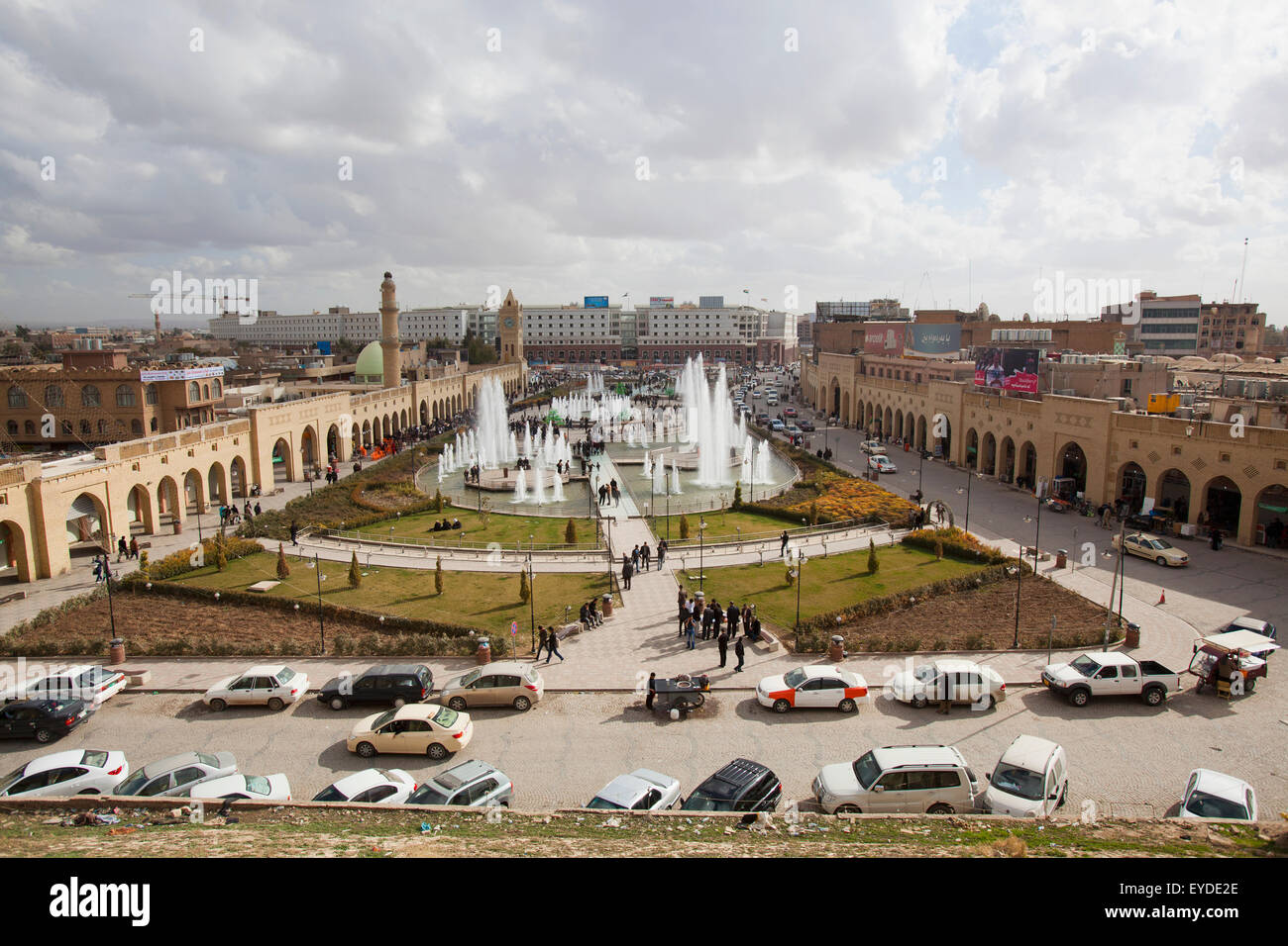 Parki Shar, Or City Park As Seen From The Citadel, Erbil, Iraqi Kurdistan, Iraq Stock Photo
