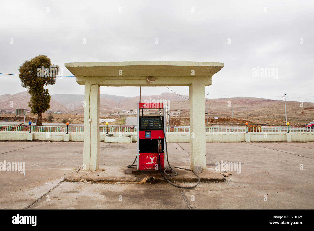 Petrol Station In Koya, Iraqi Kurdistan, Iraq Stock Photo