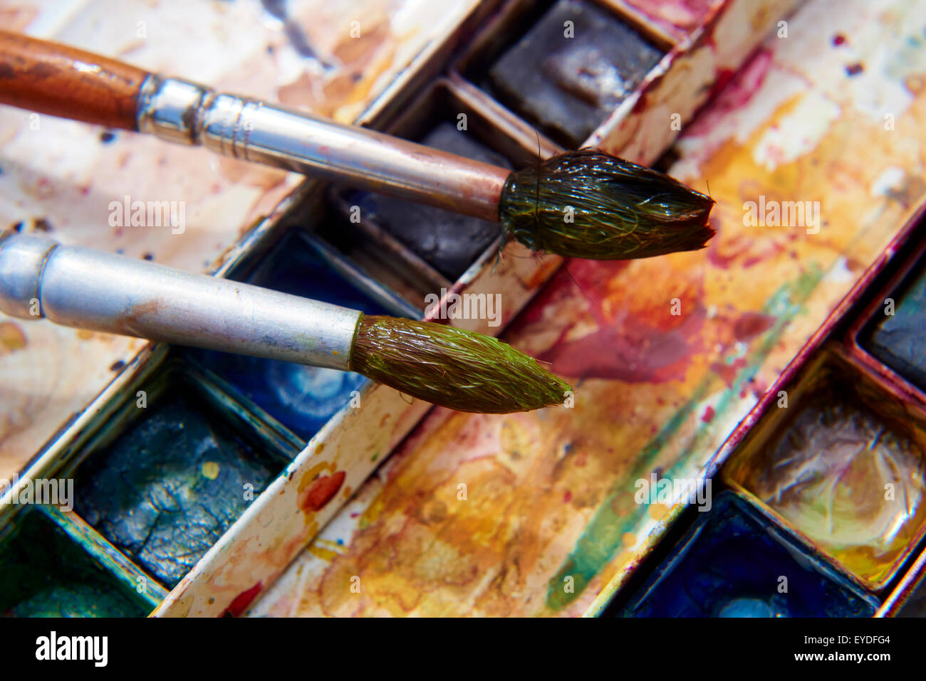 Paints and childish painting equipment, Watercolors and brushes