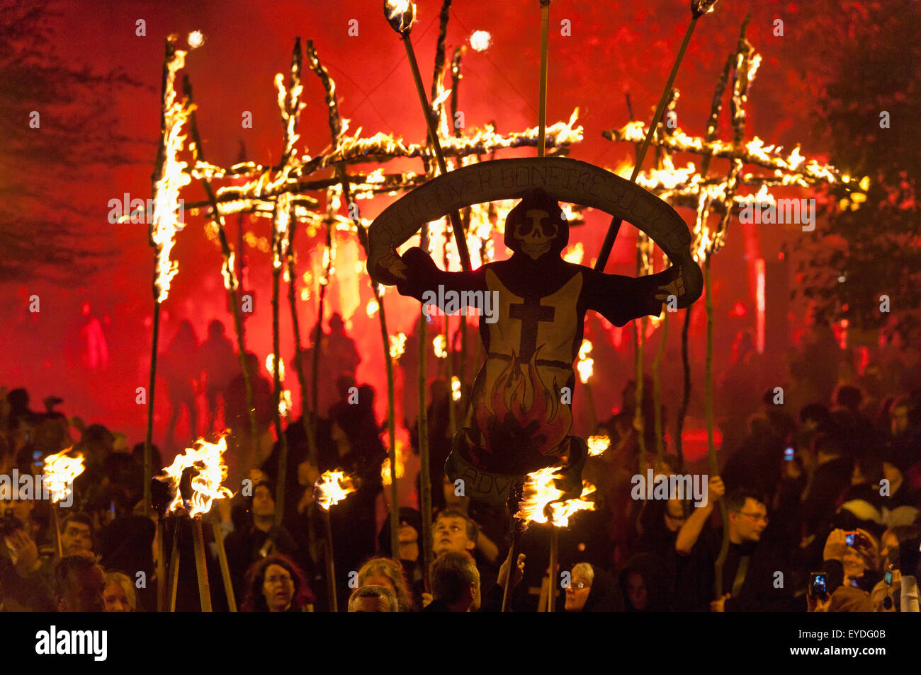 Group,Death,Marching,England,Bonfire Night Stock Photo