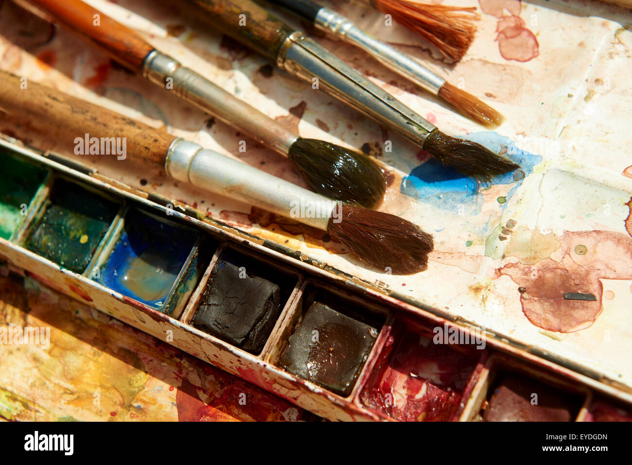 Paints and childish painting equipment, Watercolors and brushes