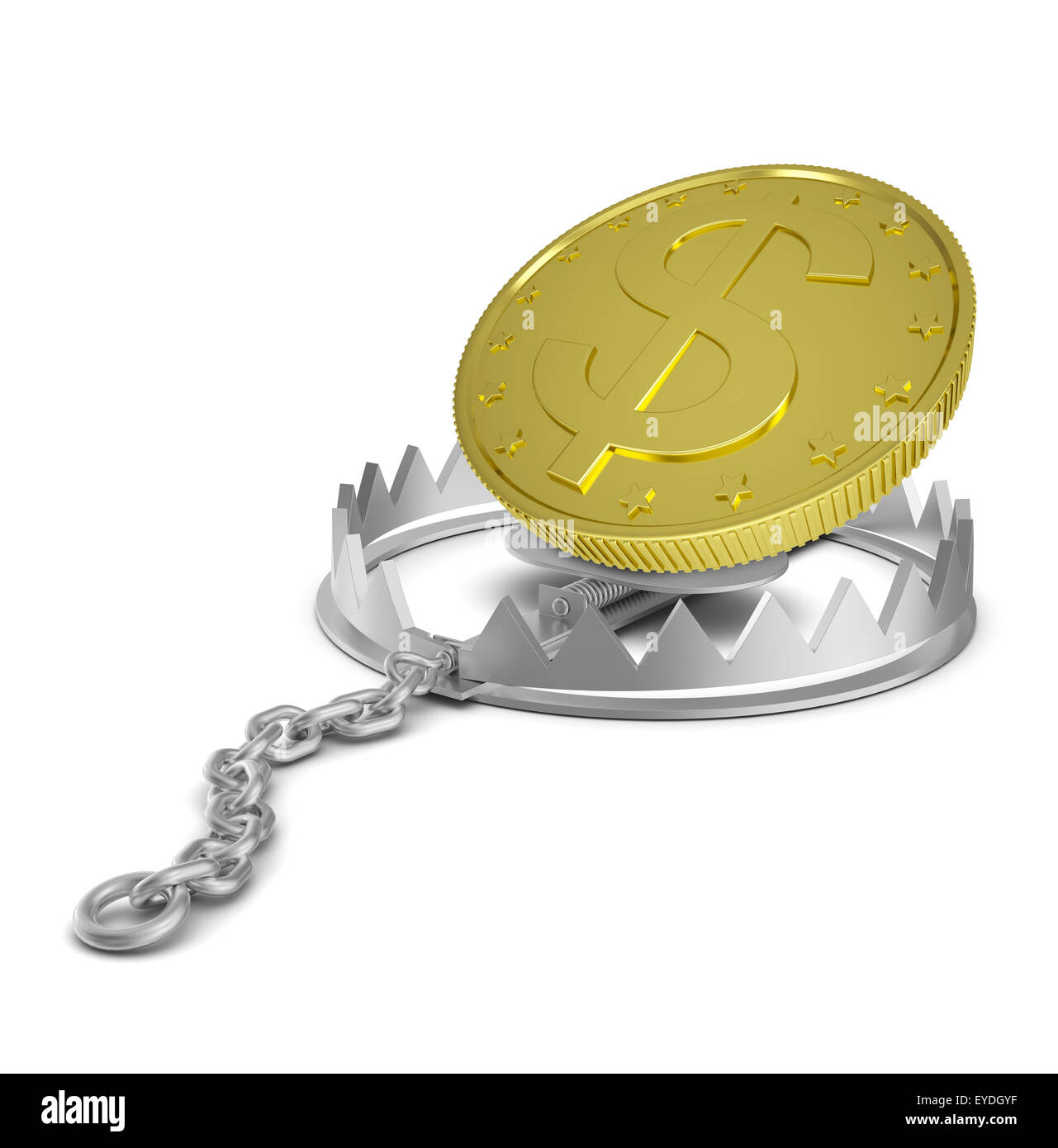Dollar coin in bear trap Stock Photo - Alamy