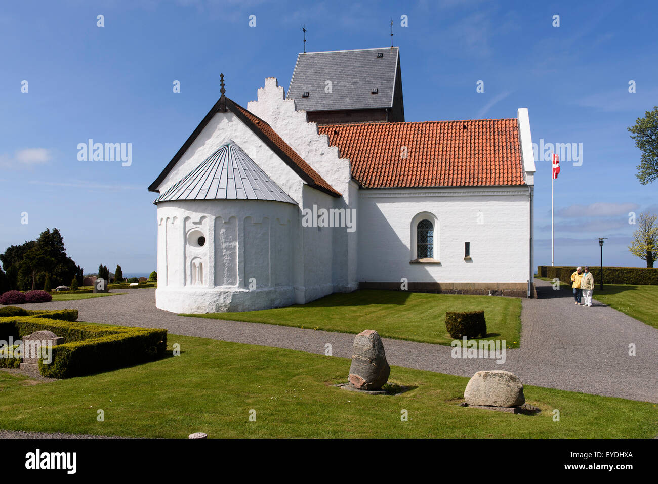 Romanesque Ruts Kirke (1200) in Rutsker, Isle of Bornholm, Denmark Stock Photo