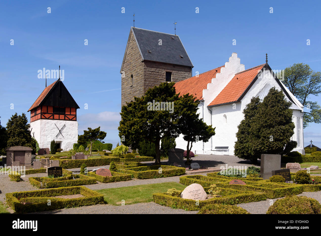 Romanesque Ruts Kirke (1200) in Rutsker, Isle of Bornholm, Denmark Stock Photo