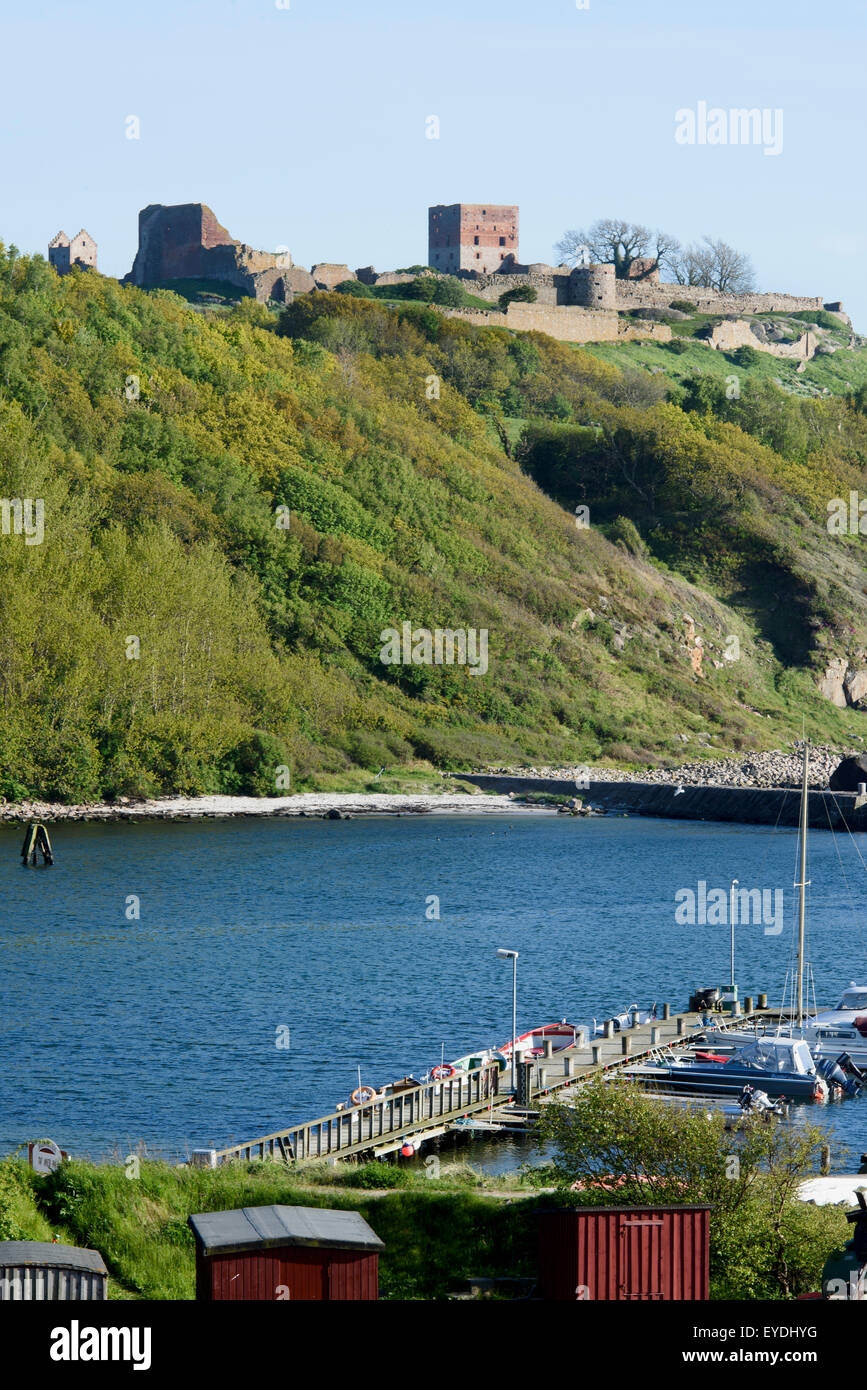 Port of Hammershavn and castle ruin Hammershus, Isle of Bornholm