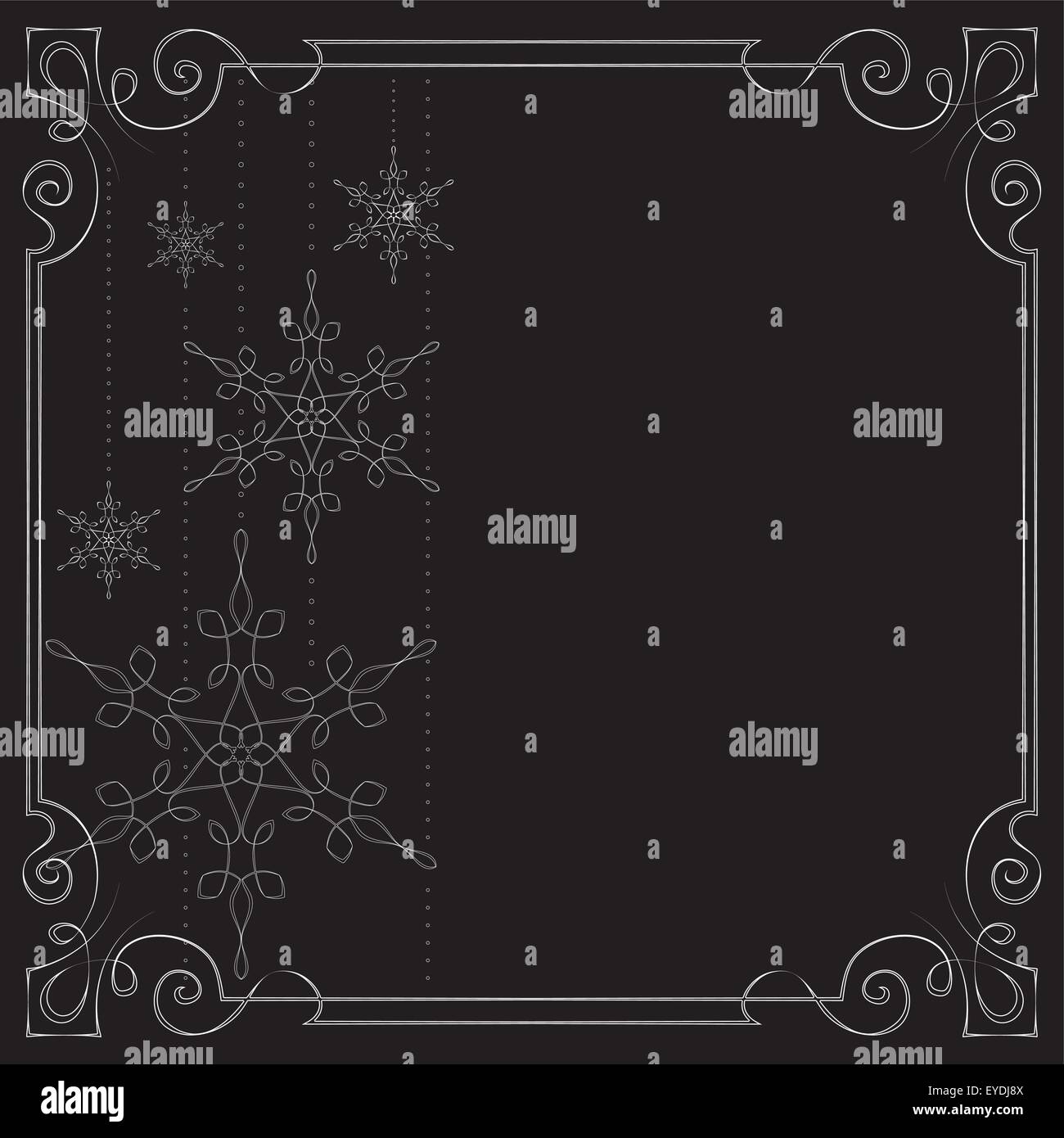 New Year Christmas background. Vector frame decorated with snowflakes ...