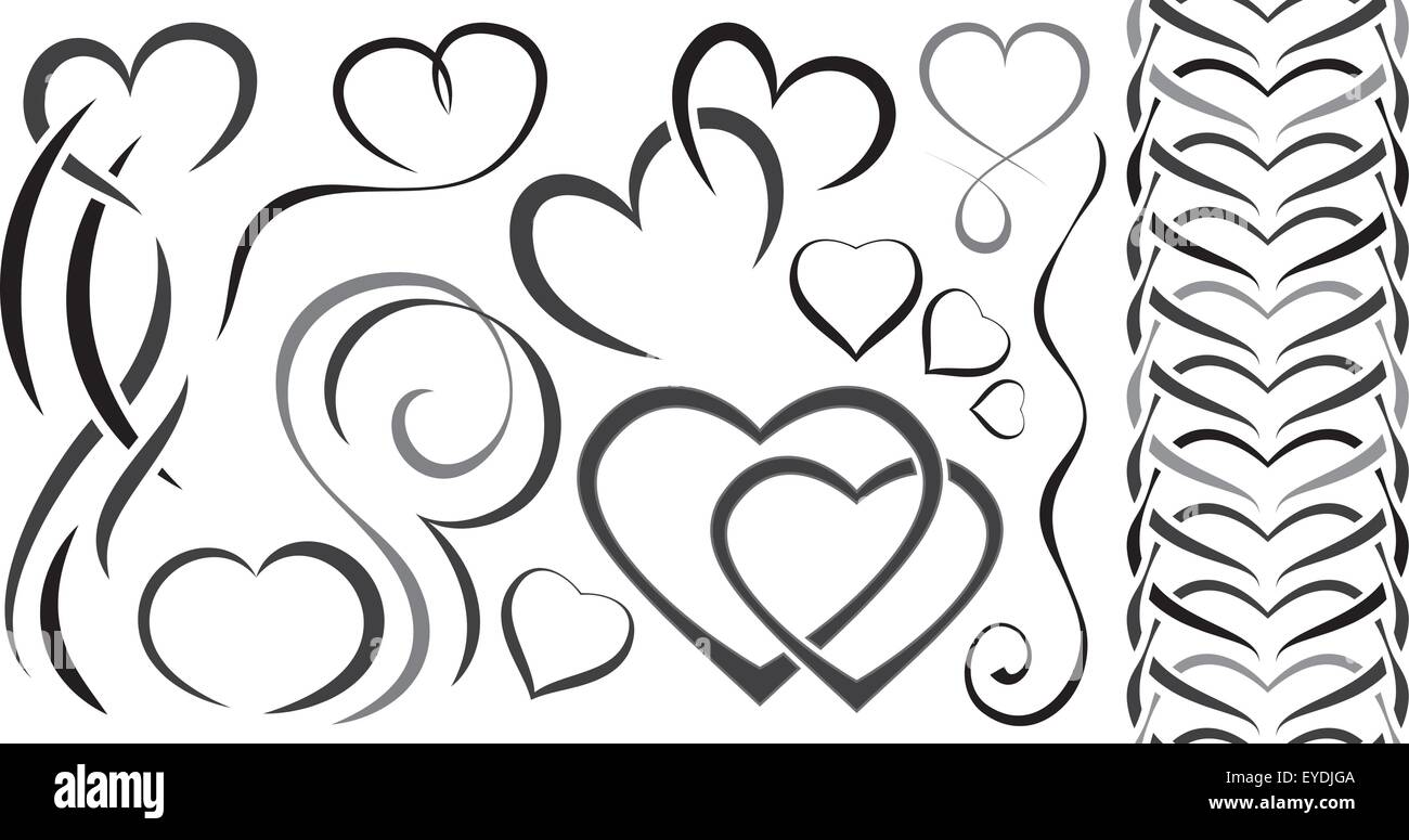 Set of elements for design for Valentine's Day. hearts Stock Vector ...