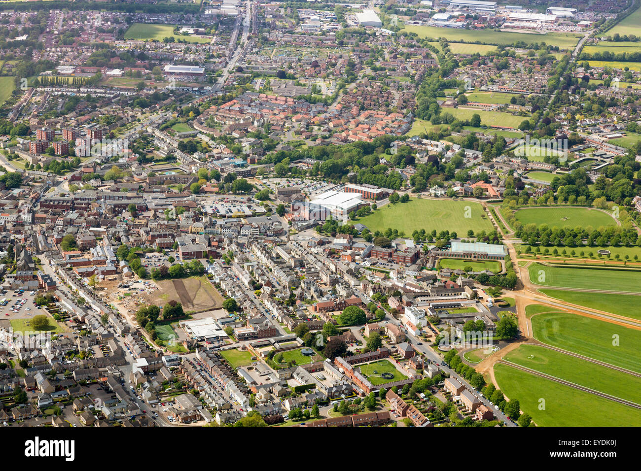 Aerial view of Newmarkert, Suffolk, UK Stock Photo