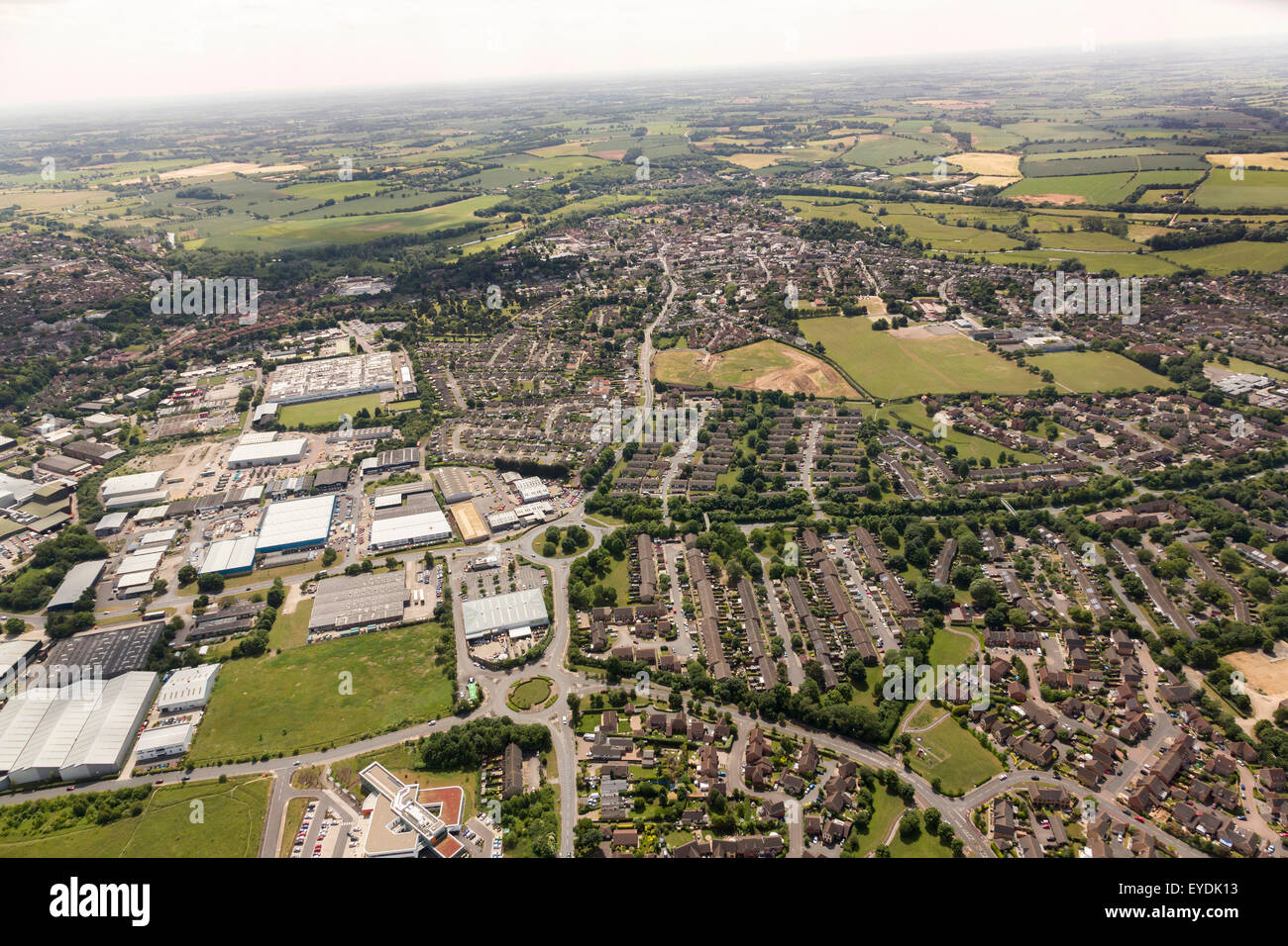 aerial view of Sudbury in Suffolk, UK Stock Photo