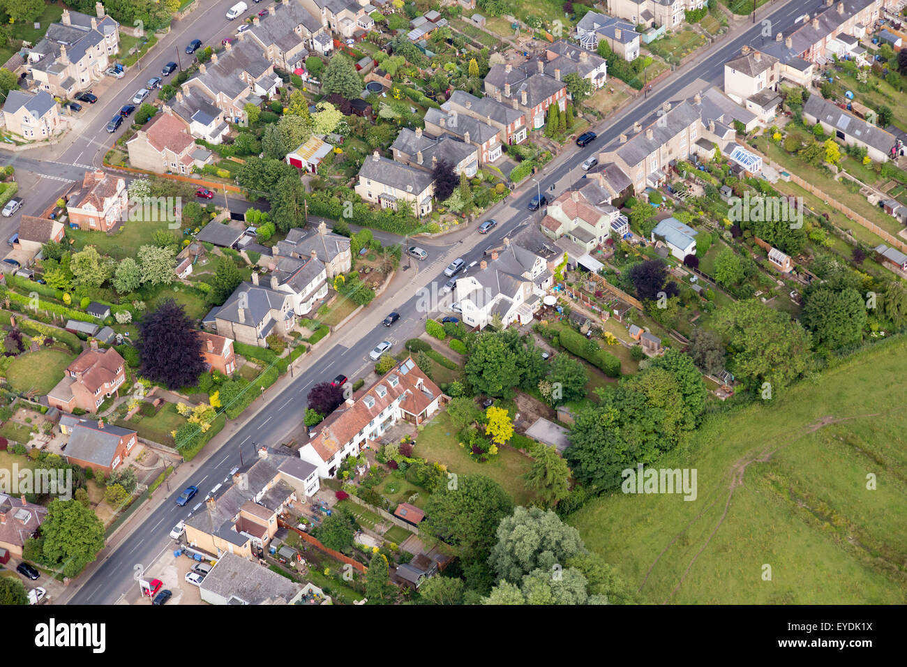 aerial photo of street in uk Stock Photo