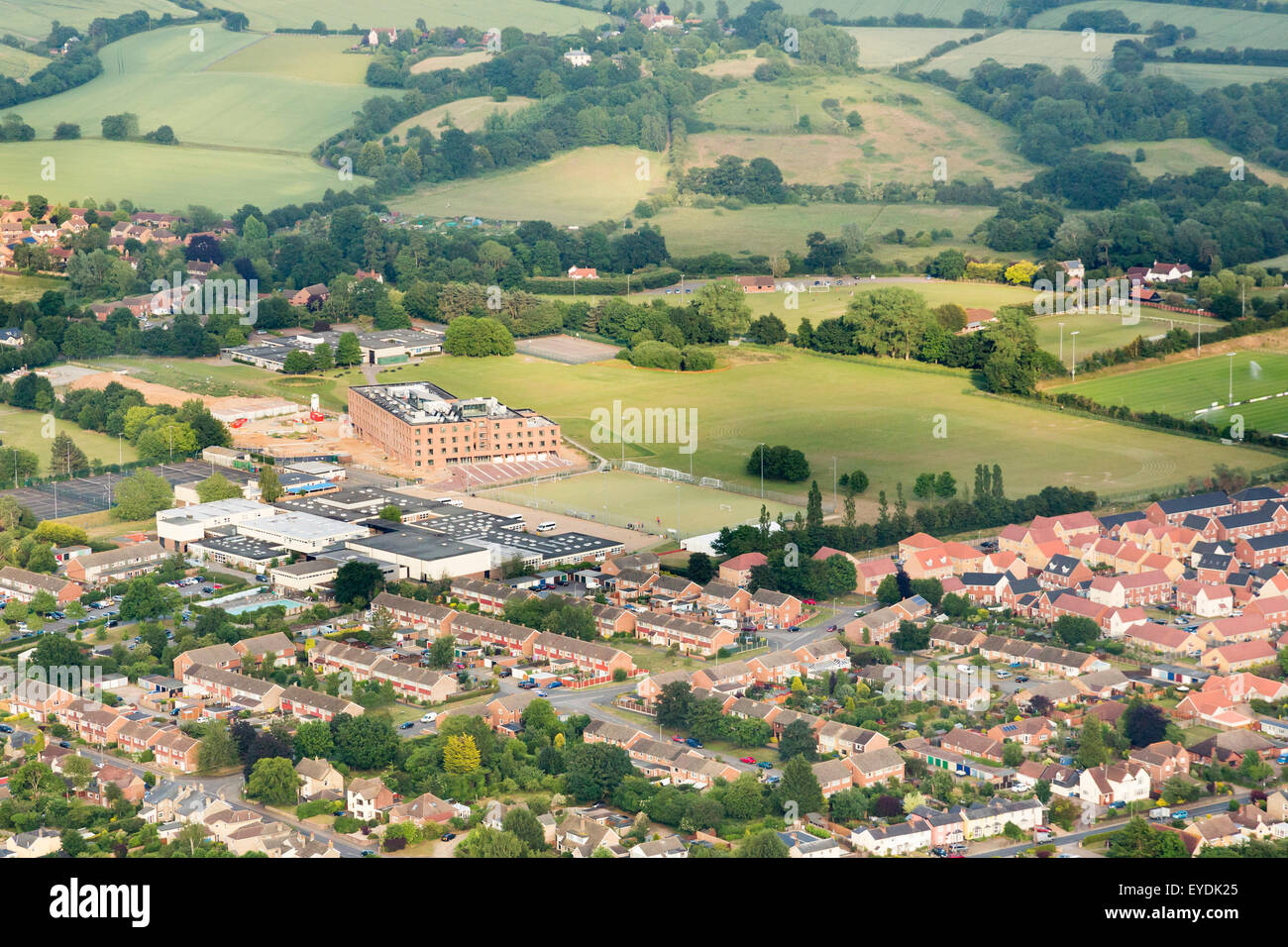 aerial photo of the Thomas Gainsborough School in Great Cornard Stock Photo