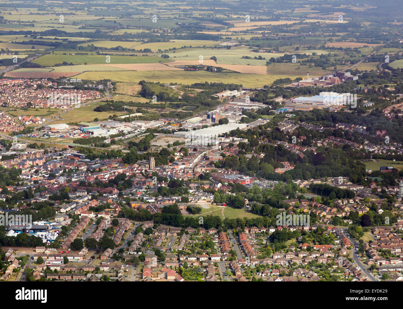 Aerial view of Stowmarket town, Suffolk, UK Stock Photo