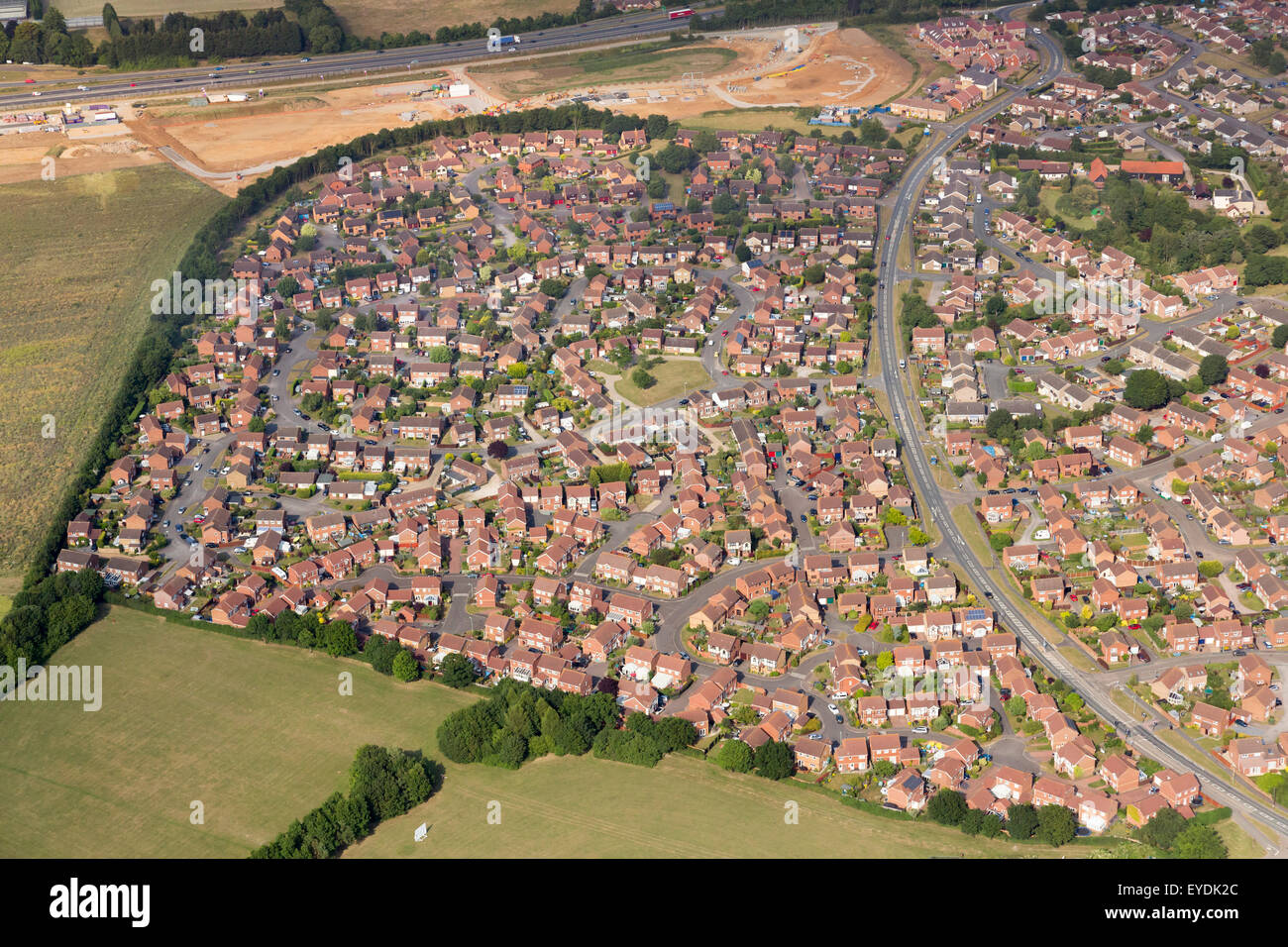 aerial view of the Chilton housing estate in Stowmarket, Suffolk, UK Stock Photo