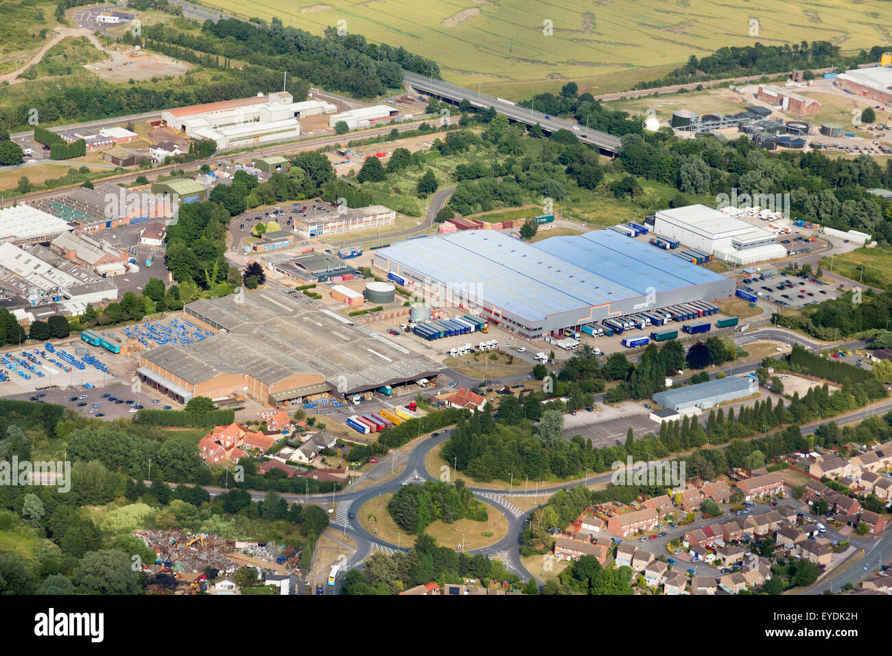 aerial photo industrial estate in Stowmarket, UK Stock Photo