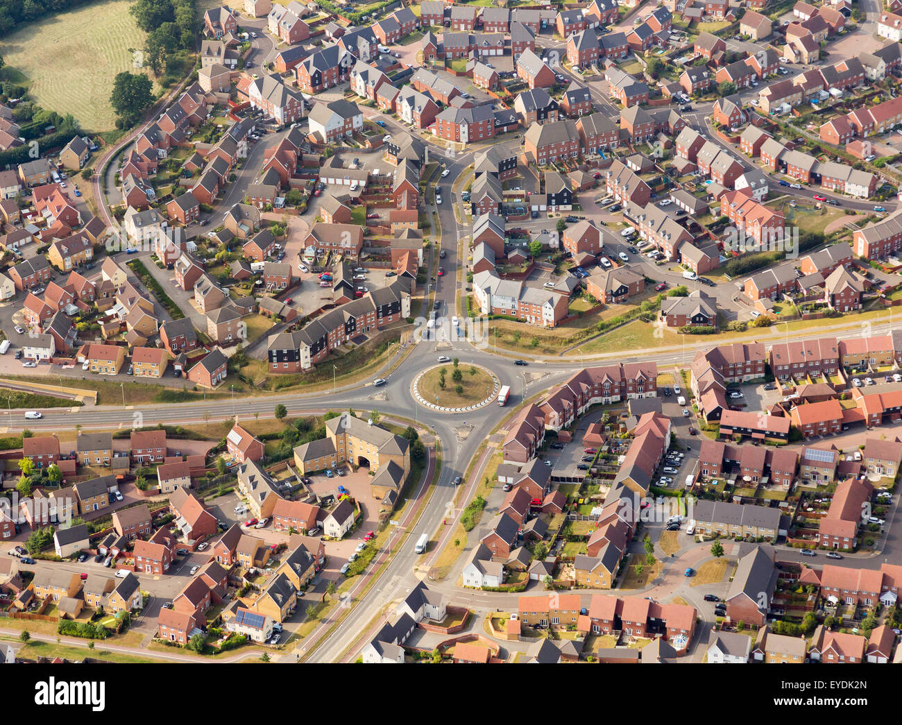 aerial view of the Cedars Park housing estate in Stowmarket, Suffolk
