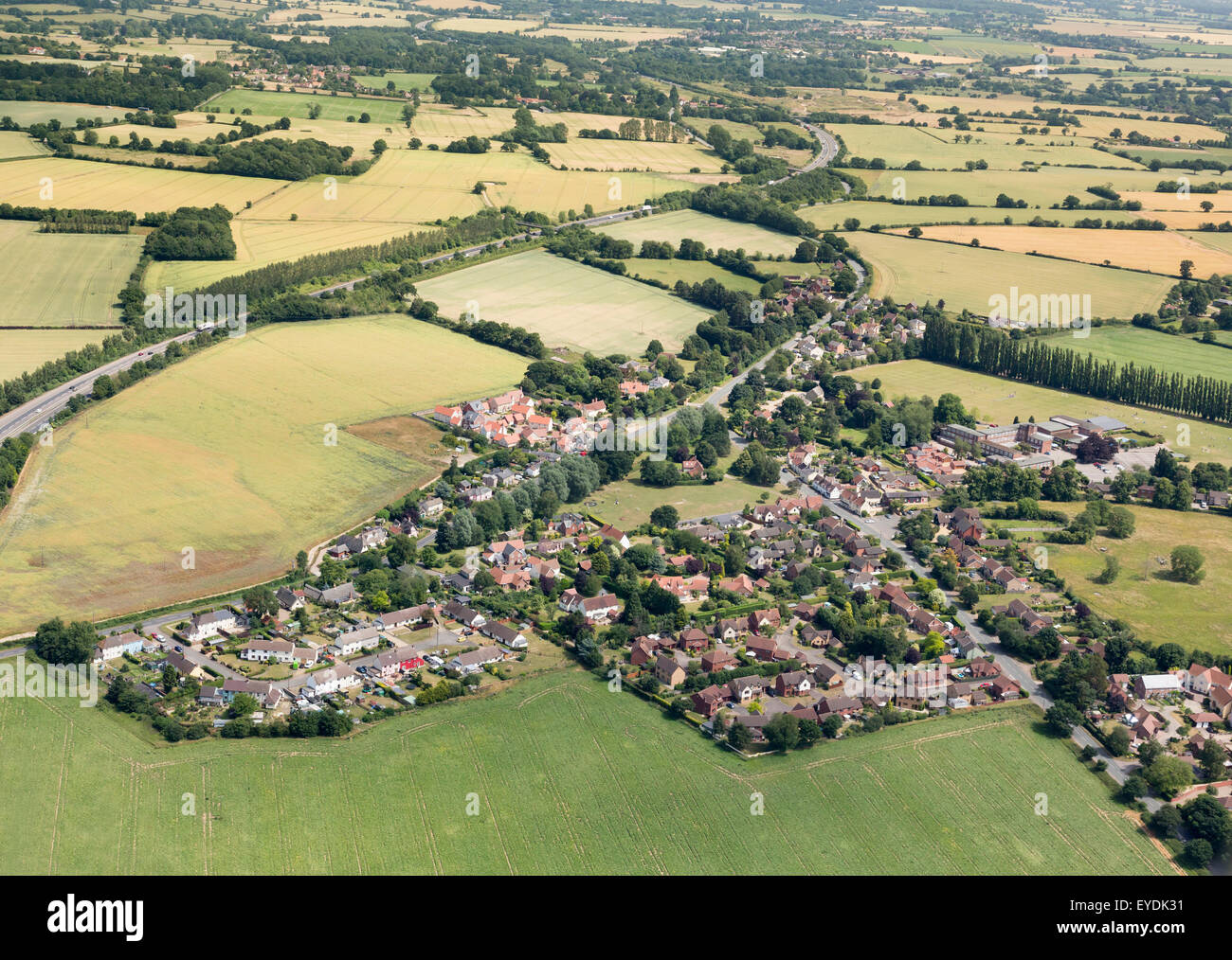 aerial view of Beyton in Suffolk, UK Stock Photo