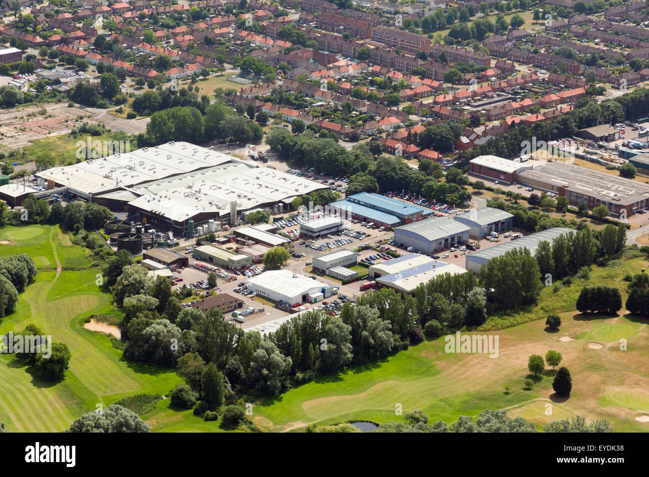 aerial photo of the Lark Valley Business Park in Bury St Edmunds, Suffolk, UK Stock Photo