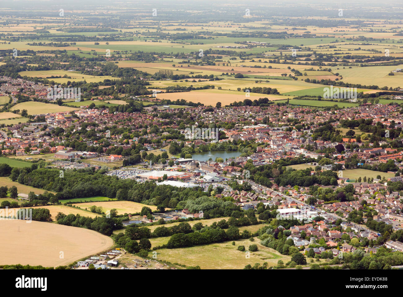 aerial photo of Diss, Norfolk, UK Stock Photo