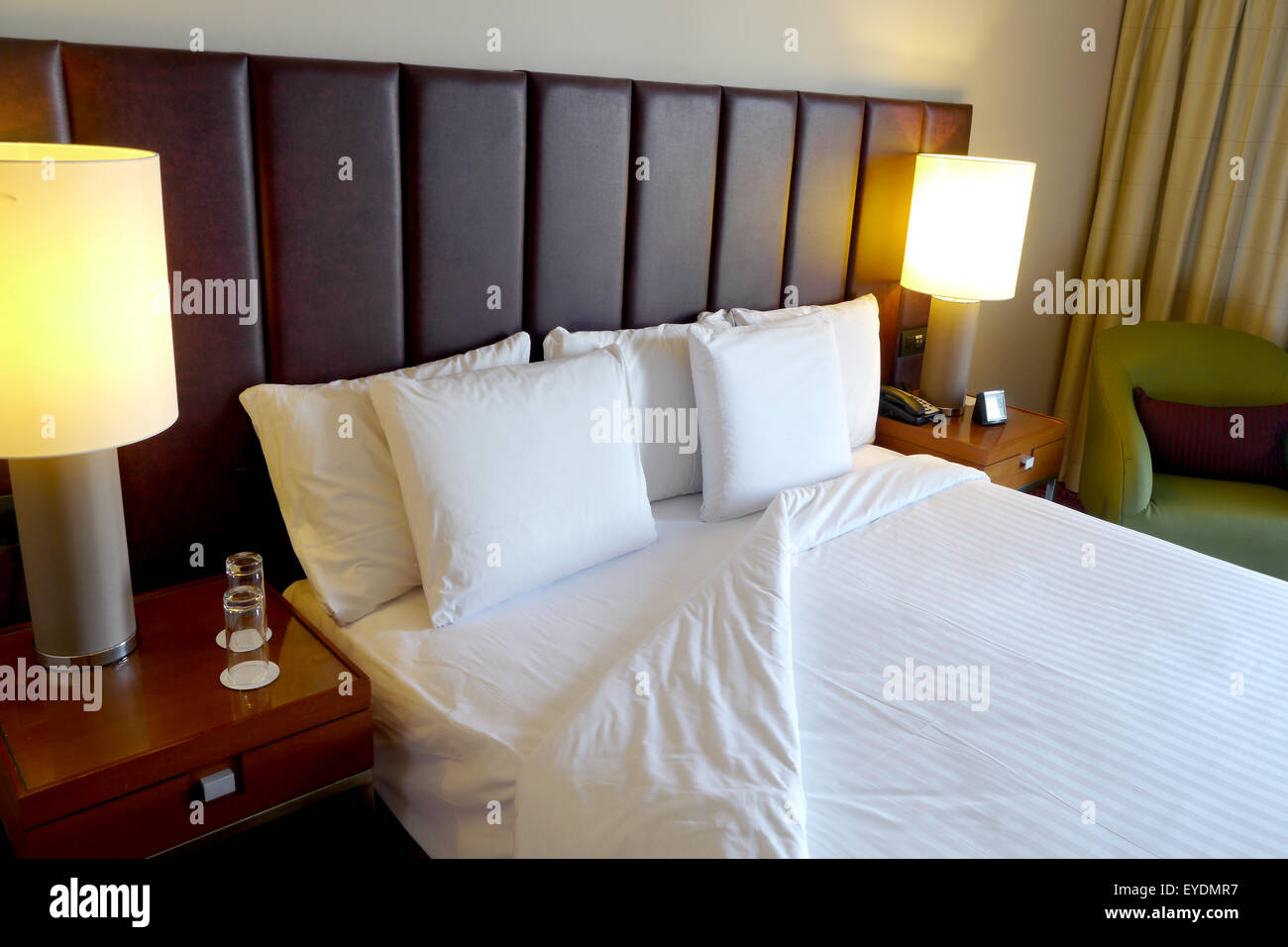 double bed in a luxury hotel room Stock Photo Alamy