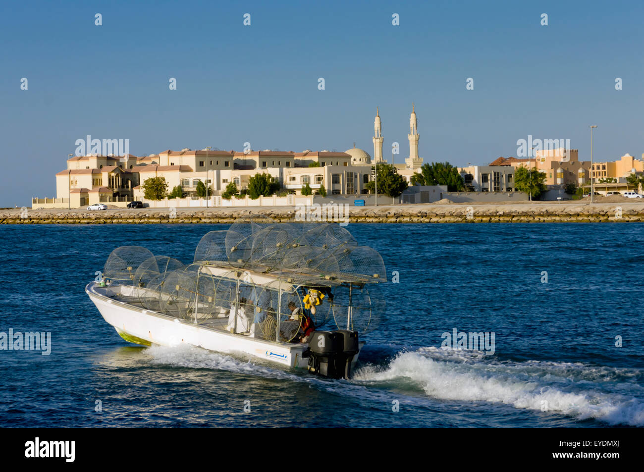 United Arab Emirates, Fishing boat leaving harbour; Ras Al Khaimah Stock Photo Alamy