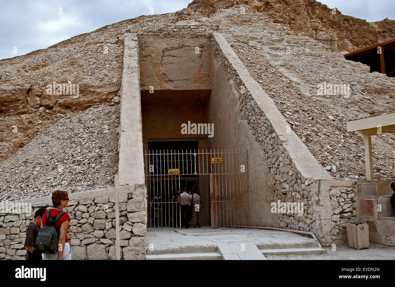 Luxor, Egypt, Valley of the Kings, entrance of the tomb of Ramses IX (KV6) Stock Photo