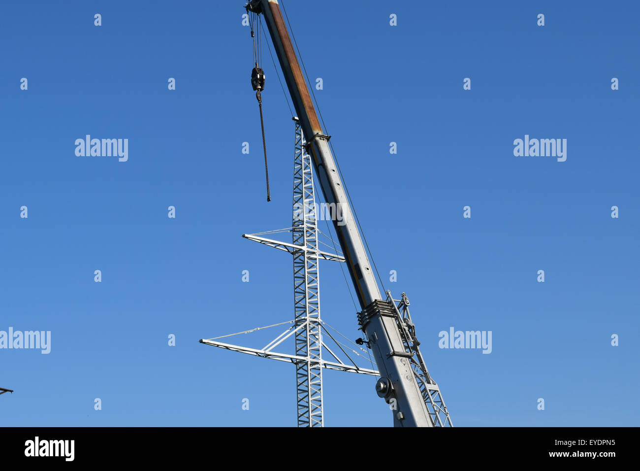 The elevator crane on a truck platform Stock Photo Alamy