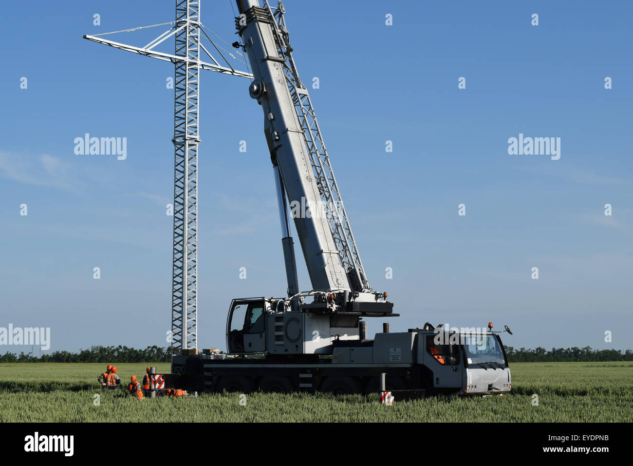 The elevator crane on a truck platform Stock Photo Alamy
