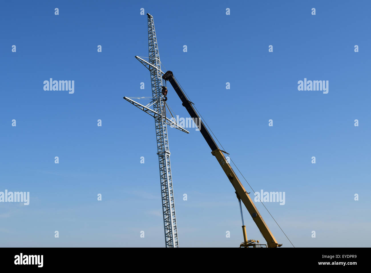 The elevator crane on a truck platform Stock Photo Alamy