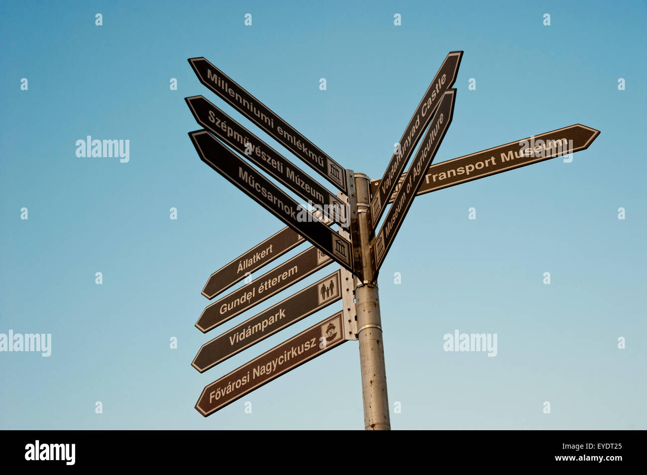 Directions sign, Budapest, Hungary Stock Photo - Alamy