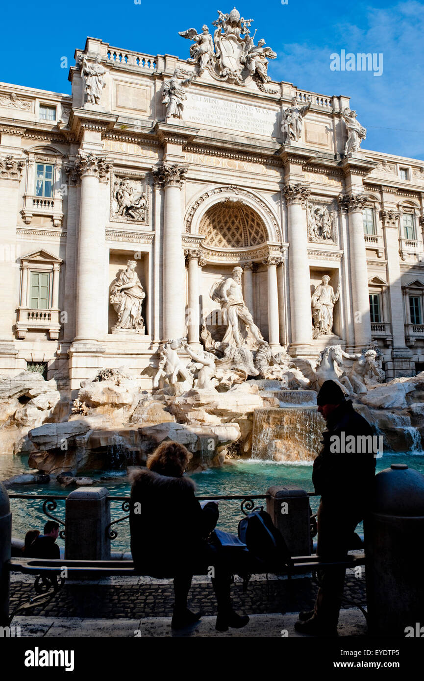 Tourists In Front Of Fontana Di Trevi, Rome, Italy Stock Photo