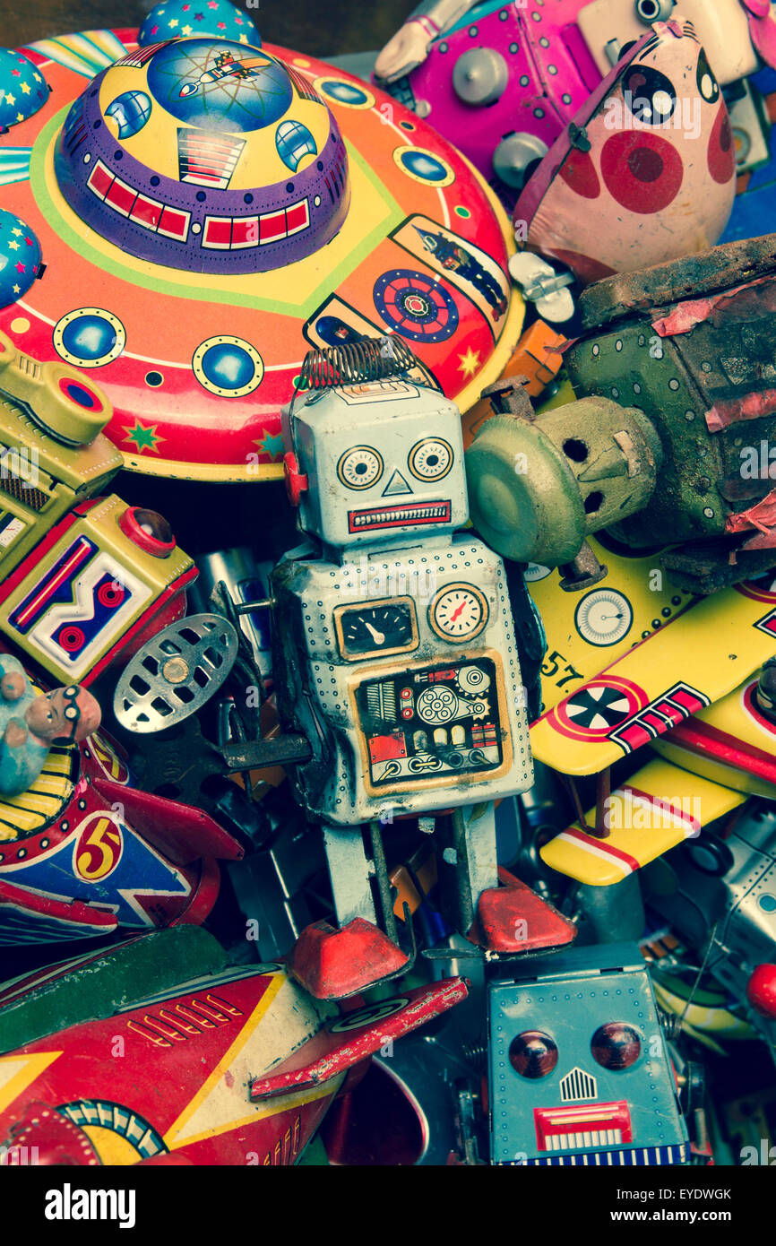 old tin toys macro image Stock Photo Alamy
