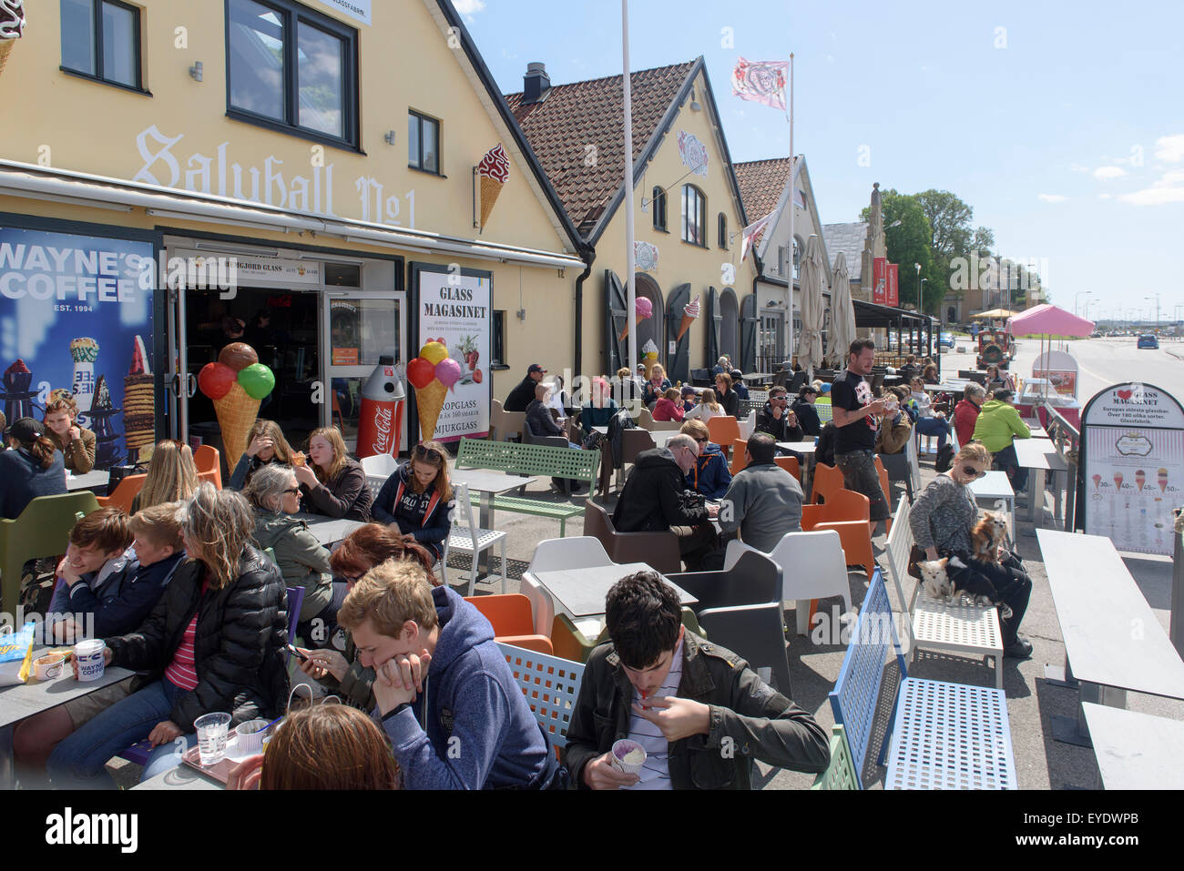 Ice cream parlor ar port of Visby, Isle of Gotland, Sweden Stock Photo