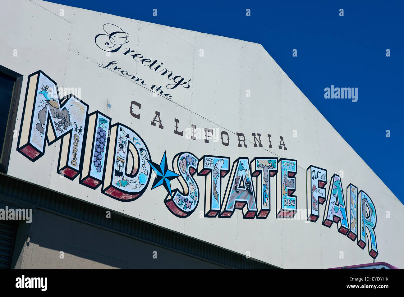 Sign with welcome to California Mid State Fair, Paso Robles, California, United States of America Stock Photo