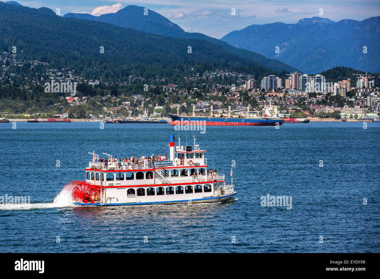 Old paddle steamer in Vancouver Harbour, Vancouver, British Columbia, Canada Stock Photo