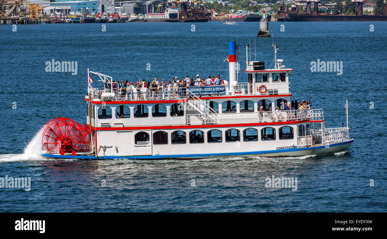Old paddle steamer in Vancouver Harbour, Vancouver, British Columbia, Canada Stock Photo
