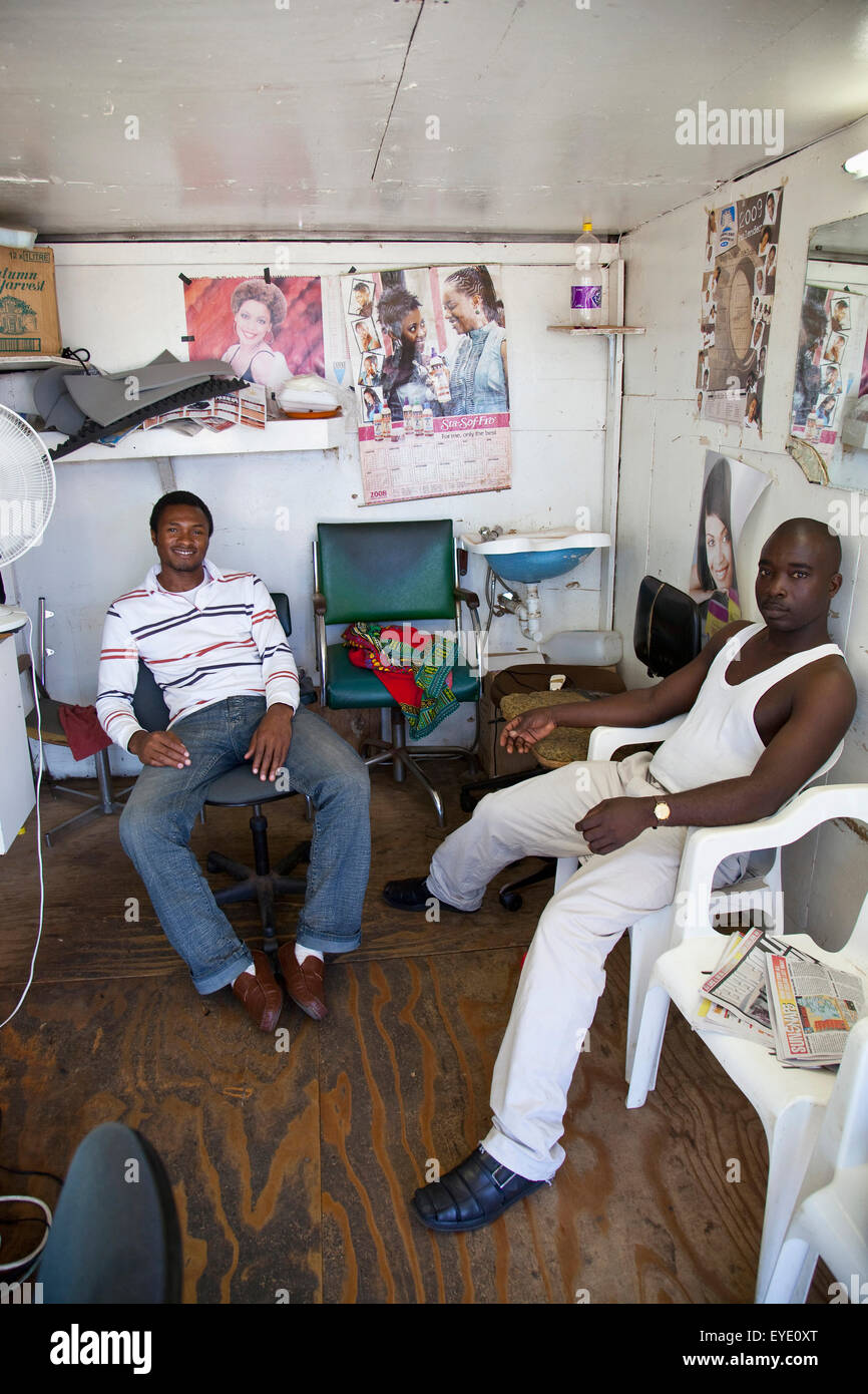 South Africa, Garden Route, Barbers Waiting In Hair Salon; Port