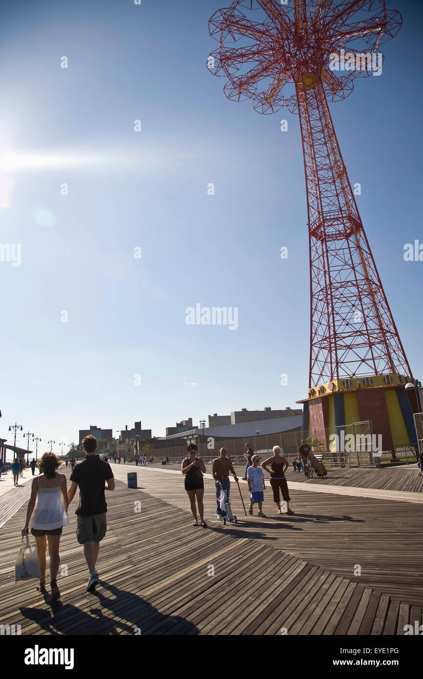 Usa, New York State, Rockaway, Iconic Red Fairground Tower; Coney