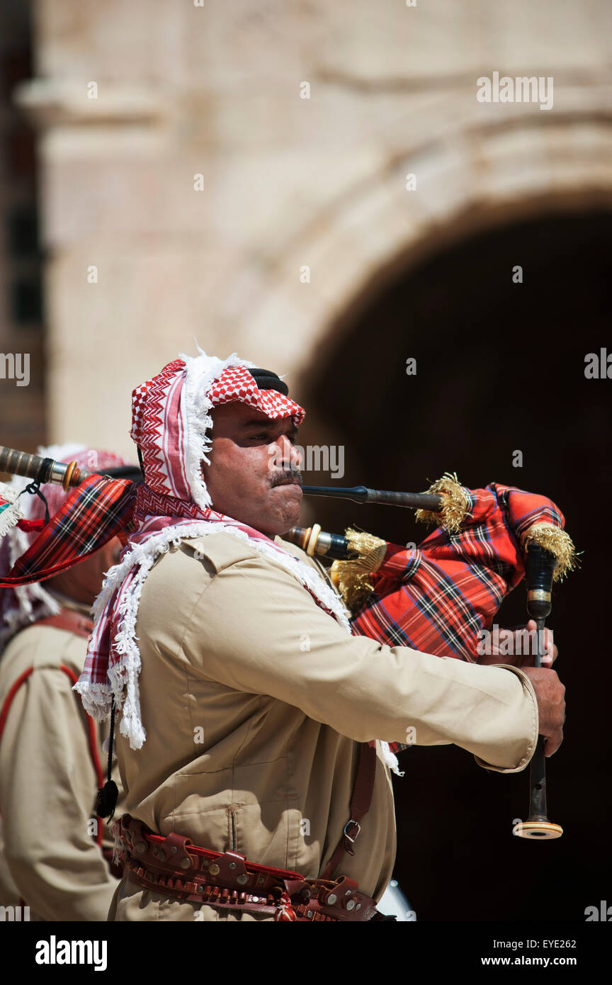 Bagpipe Player At The South Theatre In Gerasa, The Ancient City Of