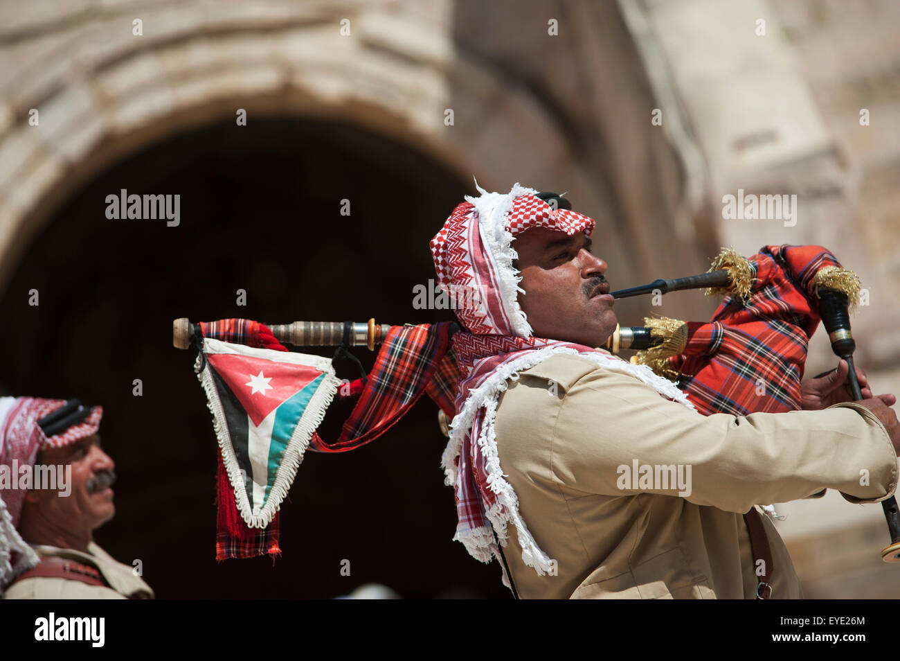 Bagpipe Player At The South Theatre In Gerasa, The Ancient City Of