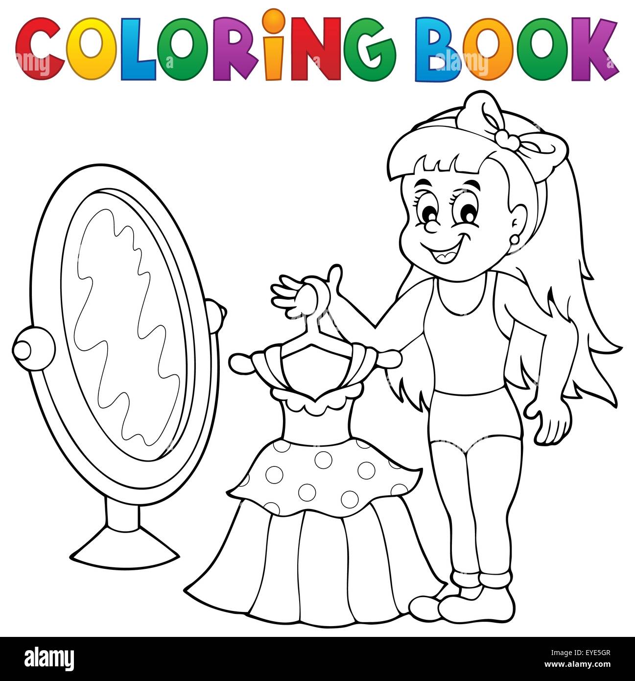 Coloring book girl with dress theme - picture illustration Stock Photo -  Alamy