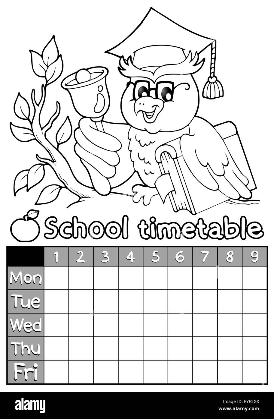 Coloring book timetable topic 4 - picture illustration Stock Photo - Alamy