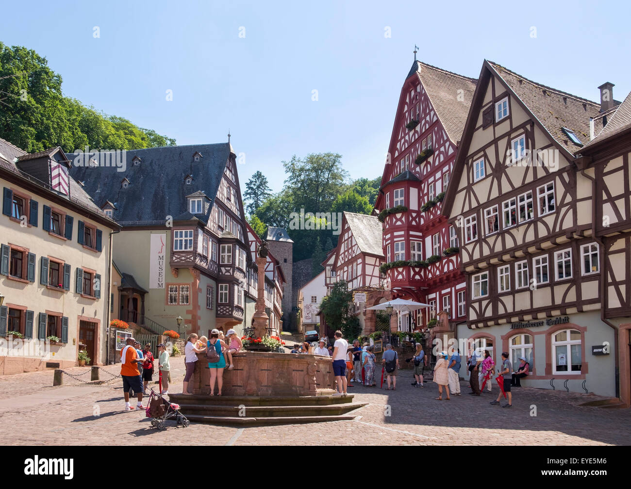Market square, Miltenberg, Mainviereck, Lower Franconia, Franconia, Bavaria, Germany Stock Photo