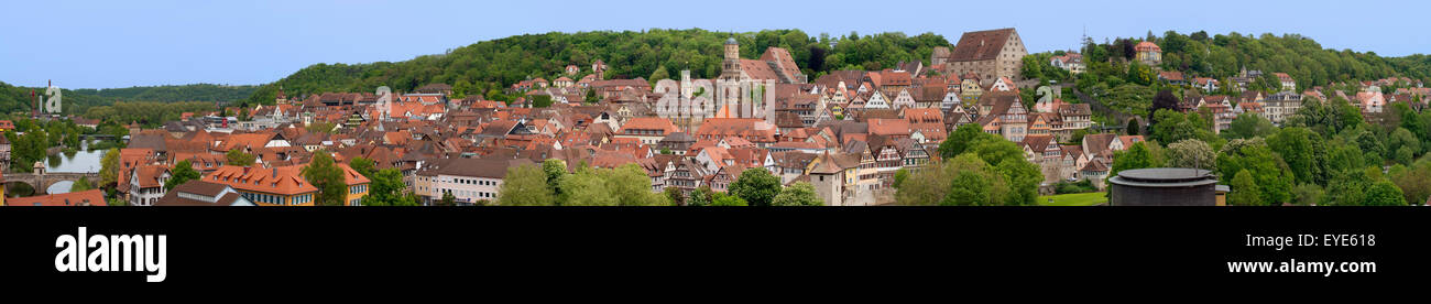 Panoramic view, Schwäbisch Hall, Baden-Württemberg, Germany Stock Photo