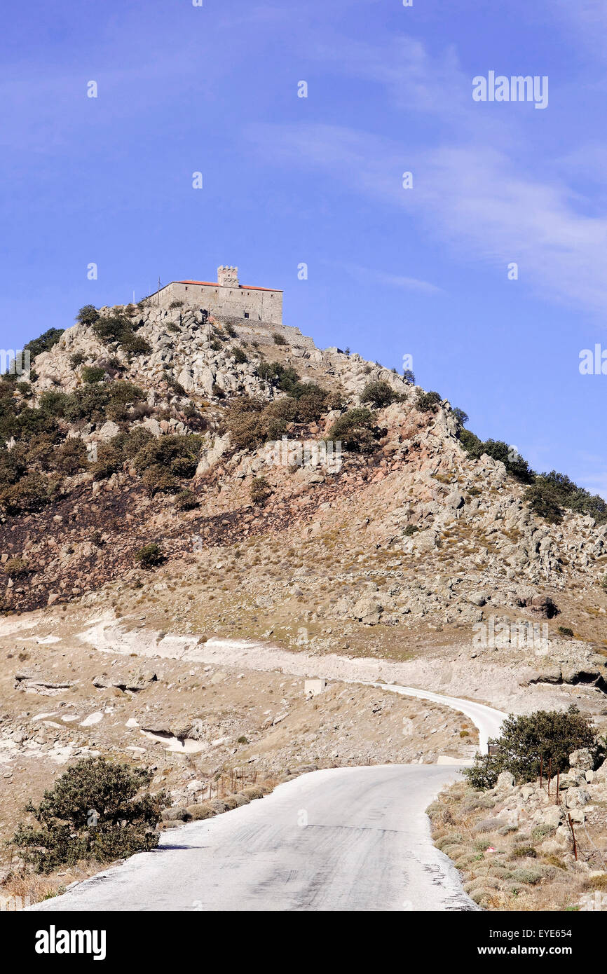 The Mountainous Road to Ypsilou Monastery, Lesbos, Greece Stock Photo